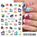 Autocollants nail art chat dessin animé STZ-CS186 avec motifs colorés pour manucure DIY - Style de Chat de Dessin Animé Coloré (STZ-CS186)