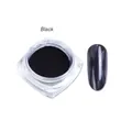 Polvere per unghie cromata nera fine in barattolo con campione effetto metallico - Polvere Specchio Nera / Nero