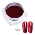 Metalen donkerrood chroom nagelpoeder in potje met spiegeleffect finish, item C002 - Wijnrood (C002) / Bordeauxrood