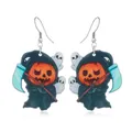 Orecchini di Halloween con zucca mietitrice e fantasma in materiale acrilico - Arancione