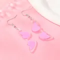 Chic pink glitter heart-shaped glasses earrings in acrylic for a trendy girl style - Pink Heart Sunglasses Style (WEH3940)
