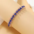 Dubbele rij tennisarmband met diepblauwe kristallen en goudkleurige legering - Koningsblauw (KC Goudtint)