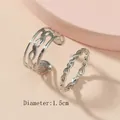Set de 2 anillos plateados para el pie con diseño de infinito y banda trenzada - Estilo Retorcido Símbolo Infinito Plateado (WJR013)