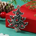 Spilla ad albero di Natale con cristalli neri e rossi su base argentata in confezione regalo - Albero Argento Antico (BR1331)
