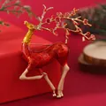 Spilla a forma di renna in smalto rosso con corna dorate per regali di Natale - Renna Oro Rosso (WBR311)