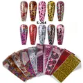 Leopard and zebra print nail foil transfer stickers set with animal pattern designs - Leopard Style (S-264)