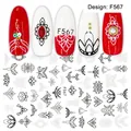 Dettagli degli adesivi per unghie F567 con motivi mandala in pizzo bianco e nero - Stile Pittura Floreale Mandala (F567)