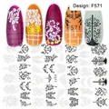 Vista dettagliata degli adesivi nail art F571 con motivi a vite vintage neri e bianchi - Stile Design Vite a Spirale (F571)