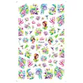3D adhesive nail stickers featuring watercolor lotus, hummingbirds, and floral portraits - Purple Floral And Hummingbird (F664)