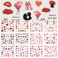 Valentinstag Nagelaufkleber mit roten Lippen, Rosen und Herzmotiven für Nailart Design - BN1549-1560 Stil (BN1549-1560)