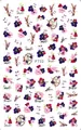 Adesivi per unghie con fiori colorati, piume e testi artistici per la decorazione unghie - Stile Floreale Blu Scuro Rosa Viola (F732)