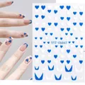 Nagelaufkleber mit blau-weißen Herzen und French-Tip-Dekoren Modell STZ-CS062 - Blau Weiß Herz Französischer Stil (STZ-CS062)