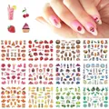 Close-up of 12-sheet nail art sticker set featuring colorful fruit and food patterns - Bn1789-1800 (large Nude Film)