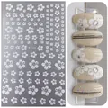 3D-Nagelaufkleber mit weißen Blumenmustern für elegantes Nailart-Design und Maniküre - Fünfblättriger Blumenstil (F726) / Weiß