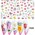 Adesivi per unghie con fiori acquerello F648 con rose rosse e decorazioni floreali - Fiori Acquerello Farfalla (F648)