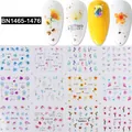 Detail of 12-piece floral nail water stickers featuring sunflowers and daisies - Flower Series (BN1465-1476)