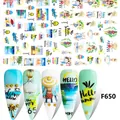 Adesivi per nail art estivi F650 con frutta da spiaggia, palme e gelati coloratissimi - Vacanze Estive Palma (F650)