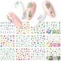 Japanese style nail art stickers featuring tropical leaves and botanical patterns - Autumn Plants And Leaves Style (A1549-1560)