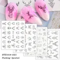 Minimalist black geometric line nail art sticker set featuring animal designs STZ1018-1021 - Geometric Animal Style (STZ1018-1021)