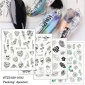 Set of 4 black line face and tattoo nail art water decals, models STZ1030-1033 - Gothic Dark Style (STZ1030-1033)