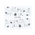 Adesivi per nail art floreali monocromatici con schizzi a linee minimaliste, modello STZ-880 - Stile Floreale Schizzo Bianco E Nero (STZ-880)
