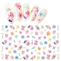 Detail of F198 3D nail stickers with colorful floral patterns and hot air balloon designs - F198 (nude Film)