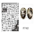 Autocollants nail art style punk avec lettres et phrases noir et blanc modèle F742 - F742 (film Nu)