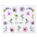 Adesivi per unghie con fiori e foglie ad acquerello in viola e verde, modello STZ-688 - Fiore Foglia Acquerello (STZ688)