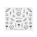 Minimalist black floral and heart nail water stickers STZ-813 featuring hand-drawn art - Rose Botanical Letter Style (STZ-813)