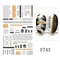Autocollants 3D pour ongles avec phrases françaises et lignes noires style minimaliste - F743 (film Nu)