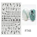 Stickers ongles papillon noir et blanc avec lettres gothiques et lignes punk 3D - F745 (film Nu)