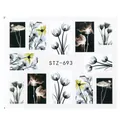Adesivi per unghie ad acqua STZ-693 con fiori stile raggi X neri e bianchi - Floreale Artistico Raggi X (STZ693)