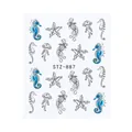 Adesivi per unghie con creature marine blu e tartarughe, codice prodotto stile STZ-887 - Stile Cavalluccio Marino Creatura Marina Blu (STZ-887)