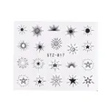 Water slide nail art stickers with black stars and geometric patterns style STZ-817 - Sun Pentagram Geometric Style (STZ-817)