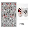 3D minimalist nail stickers F746 featuring black red white leaf and artistic text - F746 (naked Film)