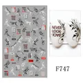 3D self-adhesive nail art sticker F747 with black white red punk lettering and lines - Inspirational Quote And Line Style (F747)