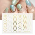 Adesivi per nail art oro metallizzato con scritte corsive e linee su base color menta - Arte delle Lettere Inglesi Oro (STZ-GS104)