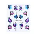 Adesivi per nail art STZ-889 con motivi floreali realistici blu e viola - Stile Floreale Realistico Blu Viola (STZ-889)
