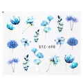 Adesivi per unghie a trasferimento d'acqua STZ-698 con eleganti motivi floreali blu - Piccoli Fiori Blu Acquerello (STZ698)