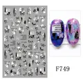 Black and white butterfly 3D nail art stickers F749 with artistic lettering design - F749 (naked Film)
