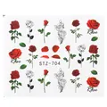 Adesivi per unghie a trasferimento d'acqua con rose rosse e disegni floreali STZ-704 - Stile Tema Rosa (STZ704)