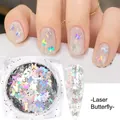 Laser holografische vlinder nagelkunst pailletten set met kleurrijk iriserend glanzend effect - Laser Vlinder Stijl (HB01)