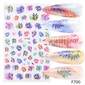 Watercolour botanical leaf nail art stickers with artistic English phrases in F700 style - Watercolor Gradient Leaves English Phrase Style (F700)