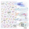 Floral nail art stickers F701 featuring colorful watercolor autumn leaves and foliage - Colorful Watercolor Leaves Natural Style (F701)