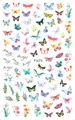Adesivi per unghie con farfalle colorate e motivi floreali, variante stile F625 - Stile Pianta Farfalla Acquerello (F625)