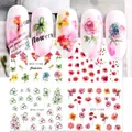 Nail water slide decals featuring watercolor flowers and London text motifs STZ-1142 - Watercolor Floral Style (STZ1141-1144)