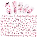 Adesivi per unghie con fiori di ciliegio rosa con rami e petali floreali, stile F129 - Stile Fior di Ciliegio Rosa Fresco (F129)