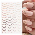 Adesivi per unghie oro rosa con linee curve stile francese modello STZ-GS005 - Linee Francesi Oro Rosa (STZ-GS005)