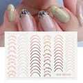 Adesivi per unghie oro rosa con linee francesi e frasi eleganti in corsivo per manicure - Arte delle Lettere Inglesi Oro Rosa (STZ-GS104)