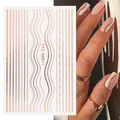 Adesivi per unghie a linee metalliche oro rosa stile STZ-GS011 per nail art francese - Linee Geometriche Oro Rosa (STZ-GS011)